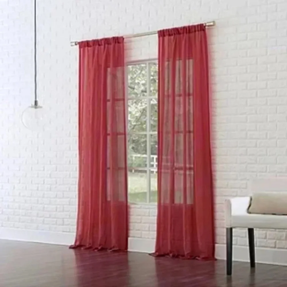 Sheer Red 84 x 59in Curtain Panels